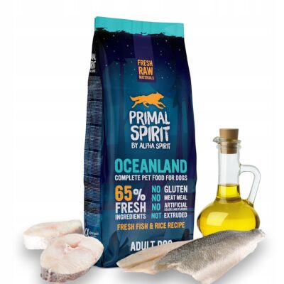Primal Spirit Oceanland - Студено пресована, полувлажна храна за куче с 45% прясна риба 20% прясно пилешко месо и ориз