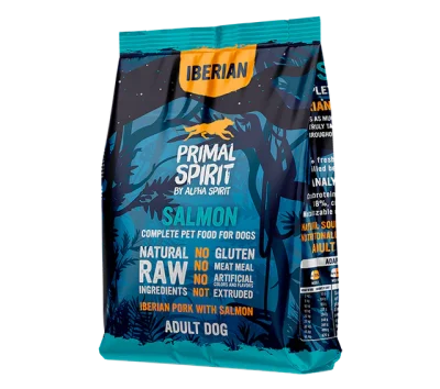Primal Spirit SALMON & Iberian pork - Студено пресована, полувлажна храна за куче със сьомга и иберийско свинско месо, БЕЗ пилешко месо