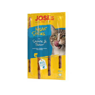 JOSICAT MEAT STICKS WITH SALMON & TROUT - Меки стикове/солети за котки, със сьомга и пъстърва, 7 бр.